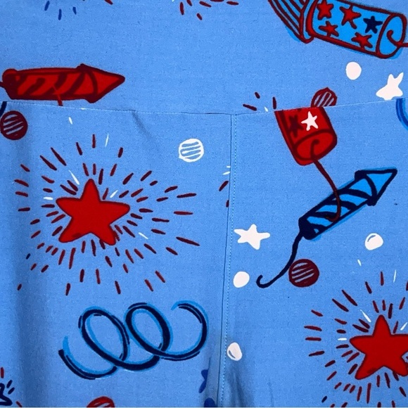 LuLaRoe One Size Red White Blue Leggings America Patriotic 4th Of July Stretch - Picture 7 of 11